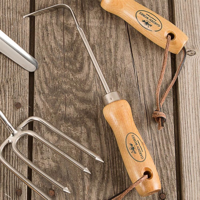 Handcrafted heirloom weeding finger with a durable stainless steel tip and ergonomic wooden handle, ideal for precision weeding in tight spots, featured in Farm, Garden & Tool collections.