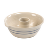 Handcrafted stoneware chicken cooker with blue stripe design, featuring a central reservoir for roasting, made in USA, ideal for Kitchen & Food, Cookware, and Holiday Hosting collections.