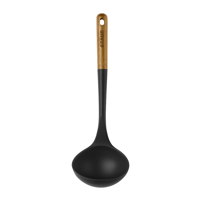 STAUB Silicone Soup Ladle with Acacia Wood Handle