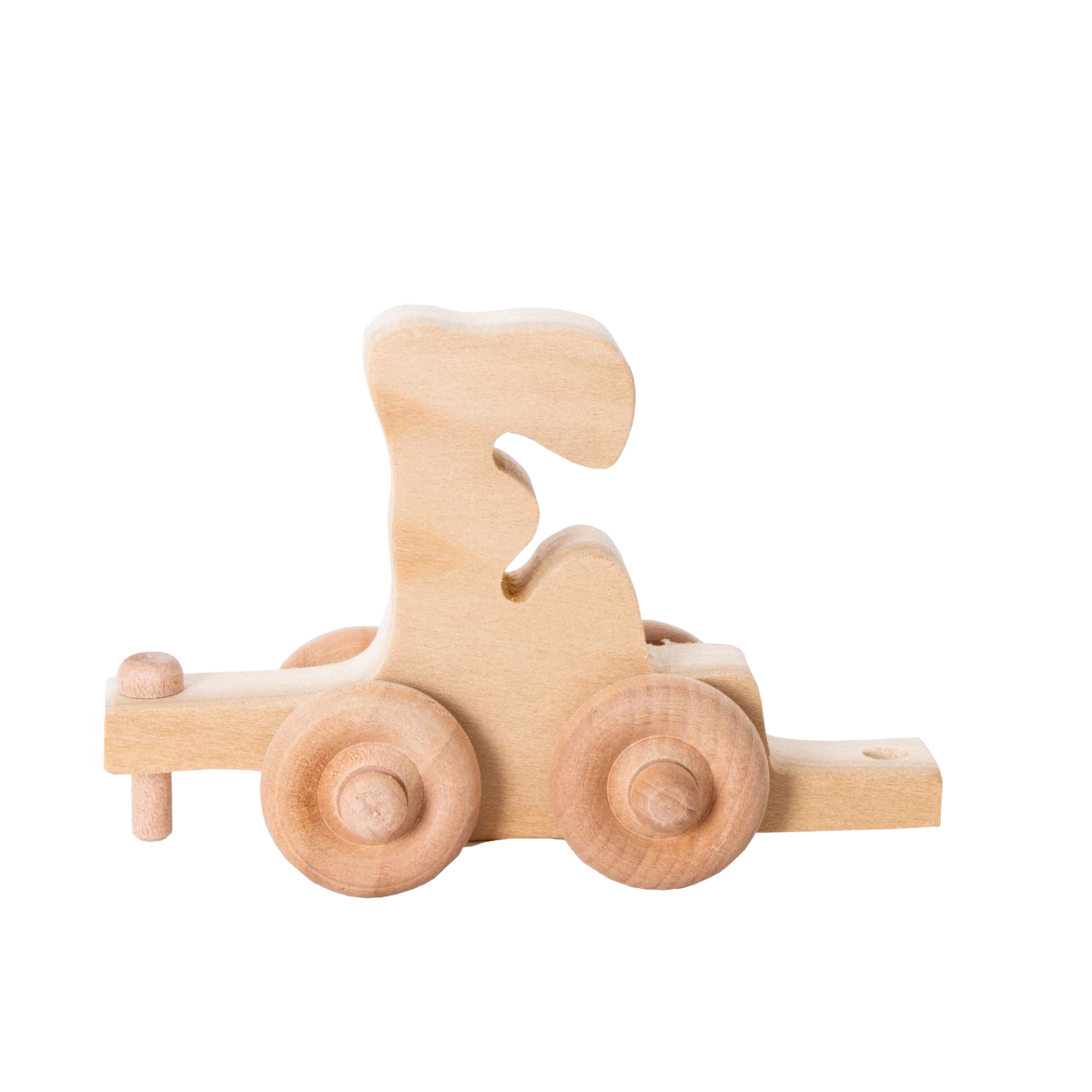 Handmade wooden train car featuring the letter F, crafted in the USA with Amish-made quality, perfect for indoor play and part of wooden toys, children's toys, and USA made collections.