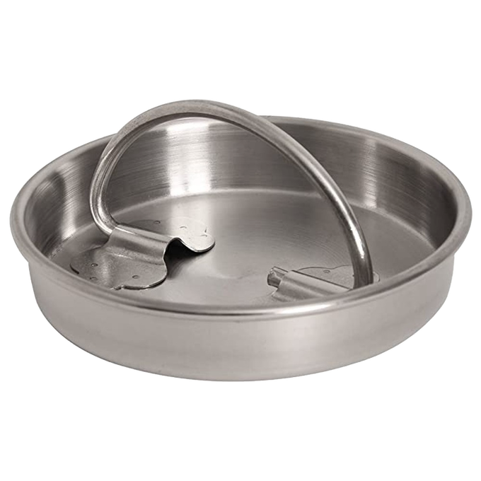 Handcrafted solid stainless steel lid with welded bail handle, featuring a brushed finish and designed for durability, ideal for Home & Decor and Farm collections.