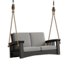 Handcrafted Amish made 6 ft porch swing in durable black painted cypress with light gray cushions and sturdy rope suspension, part of Home & Decor, Outdoor Furniture, USA Made, Amish Made, and Best Sellers collections.