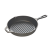 Handcrafted cast iron grill pan with raised grilling ribs and assist handle, pre-seasoned with natural vegetable oil, designed for Kitchen & Food, Cookware, Cast Iron, USA Made, Best Sellers, and Promo Eligible collections.