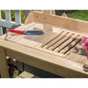 Handcrafted Amish-made outdoor potting table built from smooth unfinished cypress wood with slatted design, featuring a rust-proof gardening trowel, part of Farm, Garden & Tool and USA Made collections.