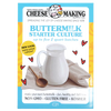 Brightly colored package of buttermilk starter culture for homemade cheese and dairy, featuring a glass pitcher of fresh buttermilk with wooden spoon and cloth, ideal for Kitchen & Food, Specialty Equipment, DIY Cheese and Yogurt, Best Sellers, Promo Eligible, and Sale collections.