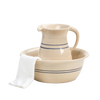 Handcrafted Heritage Blue Stripe wash basin and pitcher set in stoneware with classic blue banding, made in USA, perfect for Home & Decor, Kitchen & Food, and Household Helpers collections.