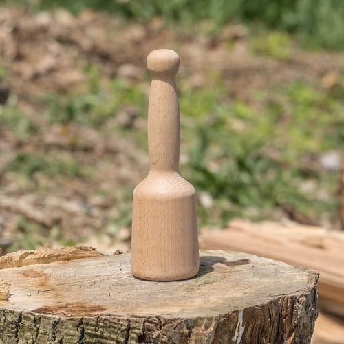 Turned natural hardwood mallet with a bell-shaped head and rounded handle, handcrafted for comfort and strength, featured in Farm, Garden & Tool and Hand Tools collections.