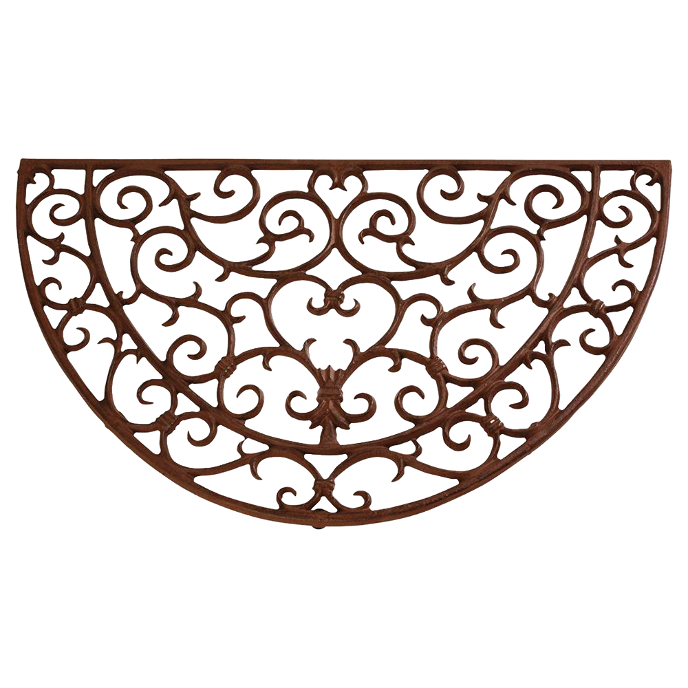 Half-round cast iron doormat with intricate Victorian scrollwork, handcrafted for timeless charm in Home & Decor, Decor, Best Sellers, and Promo Eligible collections.
