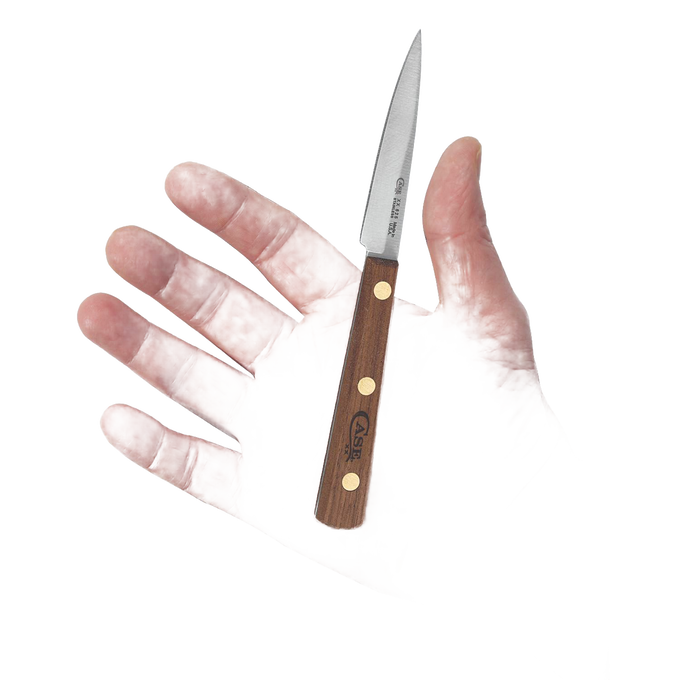Handcrafted USA-made spear point paring knife with mirror-polished blade and wooden handle, ideal for precise peeling and slicing in Kitchen Knives, Food Prep, and Farm, Garden & Tool collections.