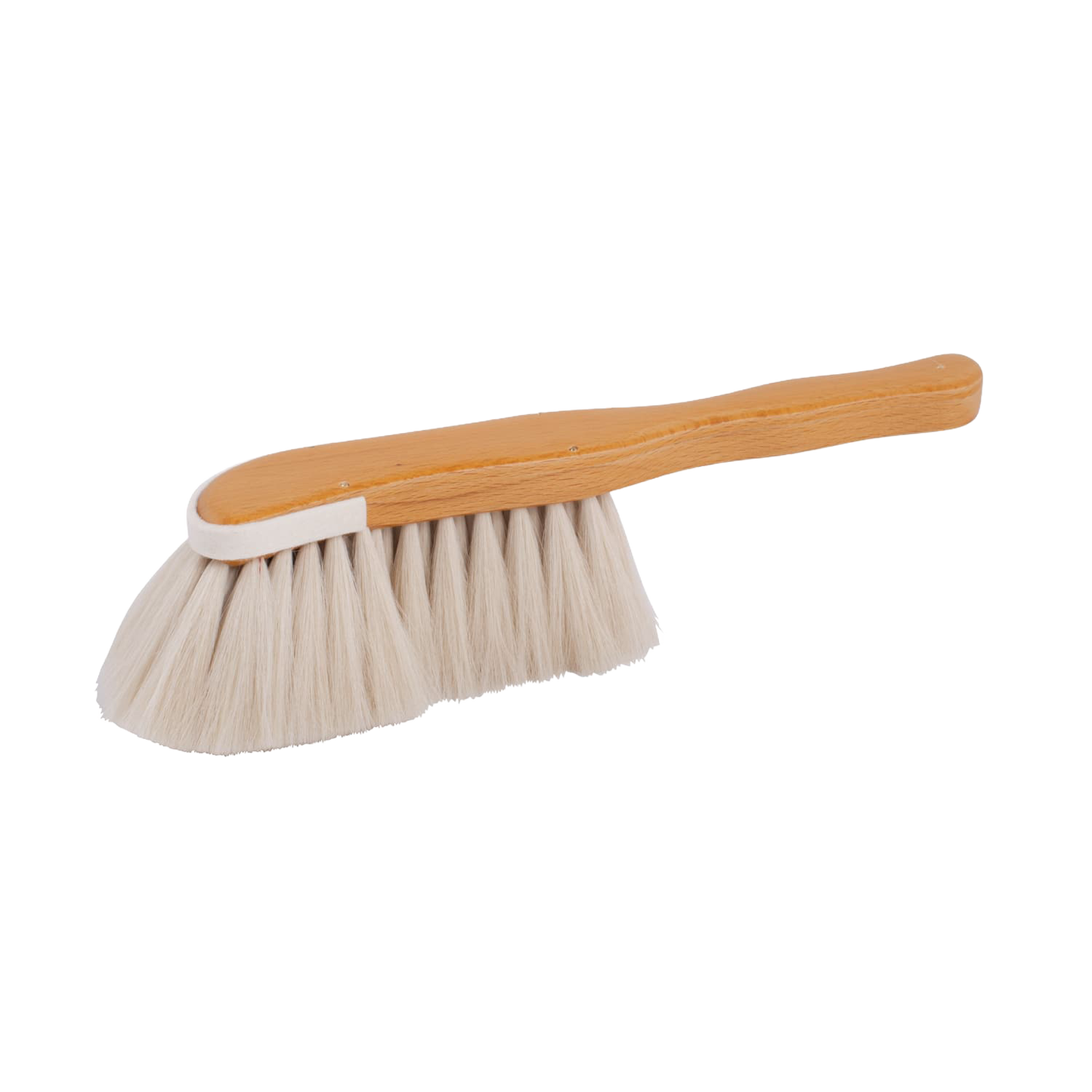 Handcrafted dust brush with soft goat hair bristles and a smooth wooden handle, ergonomically shaped for gentle cleaning of delicate surfaces, featured in Home & Decor and Household Cleaning collections.