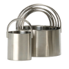 Set of four stainless steel biscuit cutters with comfortable arched handles, nesting compactly for storage, ideal for baking supplies and kitchen gadgets in cooking and baking helpers.