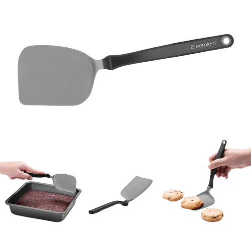 Gray flexible spatula with a slim handle lifting cookies and brownies, ideal for Kitchen & Food, Kitchen Gadgets, Cooking and Baking Helpers, Best Sellers, and Promo Eligible collections.