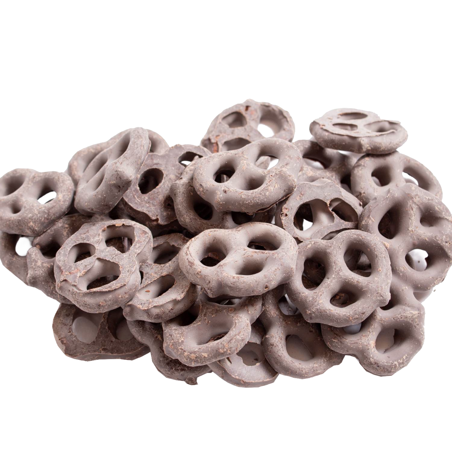 Pile of handcrafted mini pretzels covered in rich dark chocolate, made in USA, a savory and sweet snack perfect for Kitchen & Food, Candy, Snacks and Sweets, USA Made, Best Sellers, Promo Eligible collections.