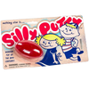 Vintage-style packaging of Silly Putty featuring cartoon children and a red putty egg, handcrafted and made in the USA, ideal for indoor play and children's toys collections.