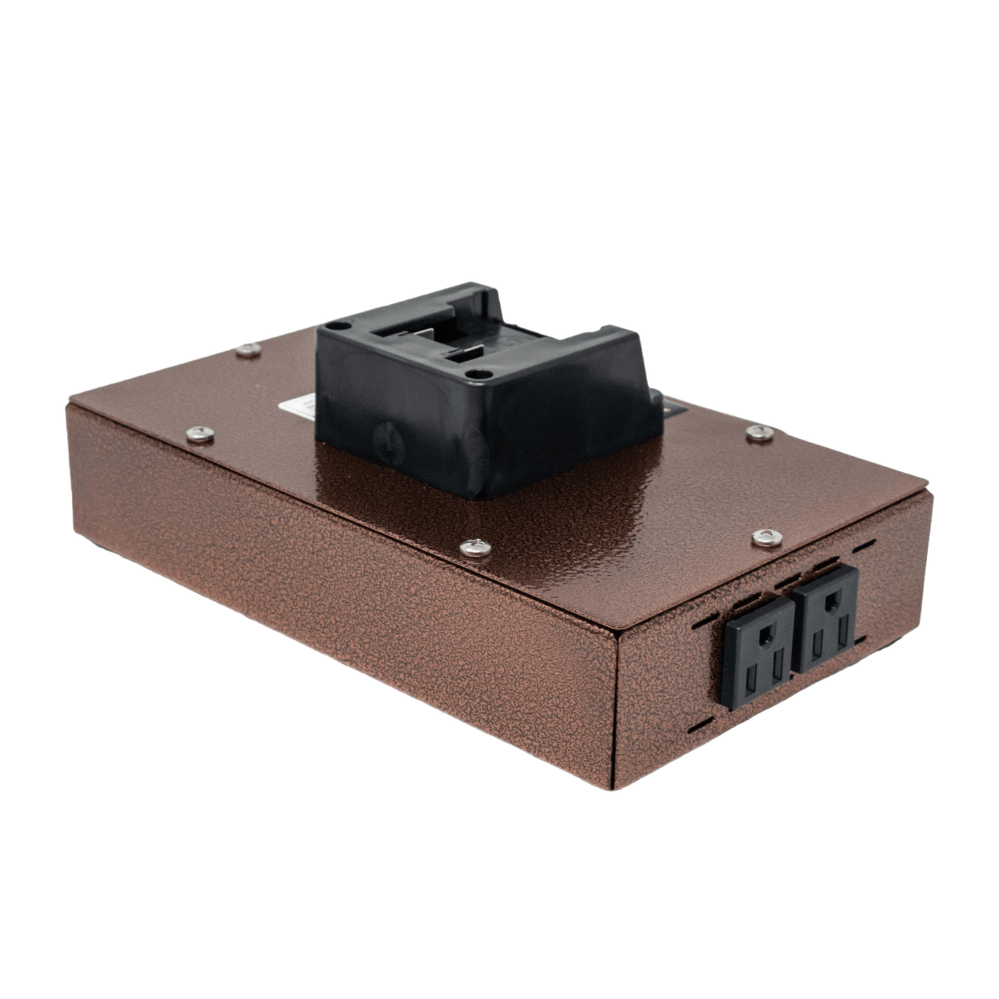 Compact, textured brown metal portable power inverter with black battery slot, designed for reliable AC power supply in Farm, Garden & Tool and Emergency Supplies collections.