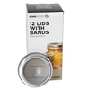 Box of 12 regular-mouth canning jar lids with bands featuring BPA-free sealing compound, ideal for food preservation and kitchen use, part of Canning and Best Sellers collections.