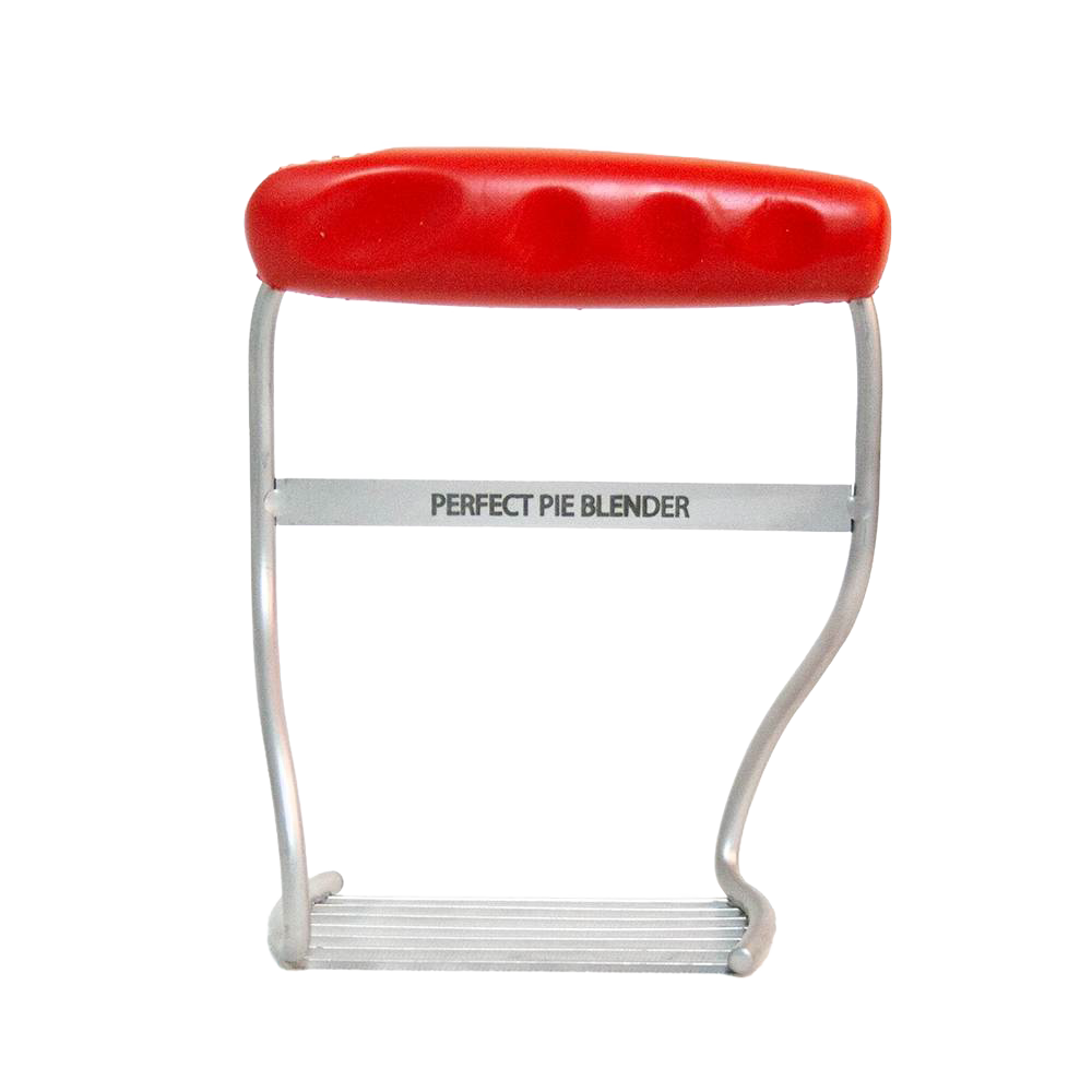Handheld pie blender with a sturdy solid stainless steel frame and ergonomic red rubber handle, ideal for baking and cooking tasks in Kitchen & Food and Baking Supplies collections.