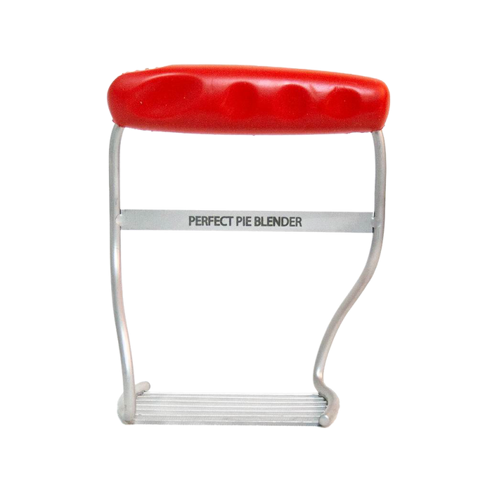 Handheld pie blender with a sturdy solid stainless steel frame and ergonomic red rubber handle, ideal for baking and cooking tasks in Kitchen & Food and Baking Supplies collections.