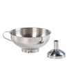 Stainless steel funnel with a detachable spout, designed for neat filling of jars and bottles, ideal for kitchen gadgets, food preservation, and canning accessories collections.