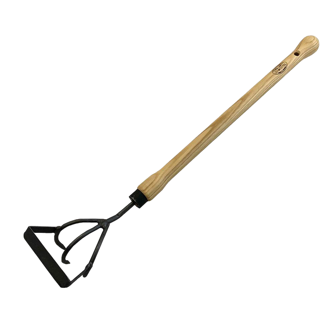 Handcrafted multi-purpose garden tool with a sustainably sourced ash wood handle and durable metal cultivator and weeder heads, ideal for Farm, Garden & Tool and Garden Accessories collections.