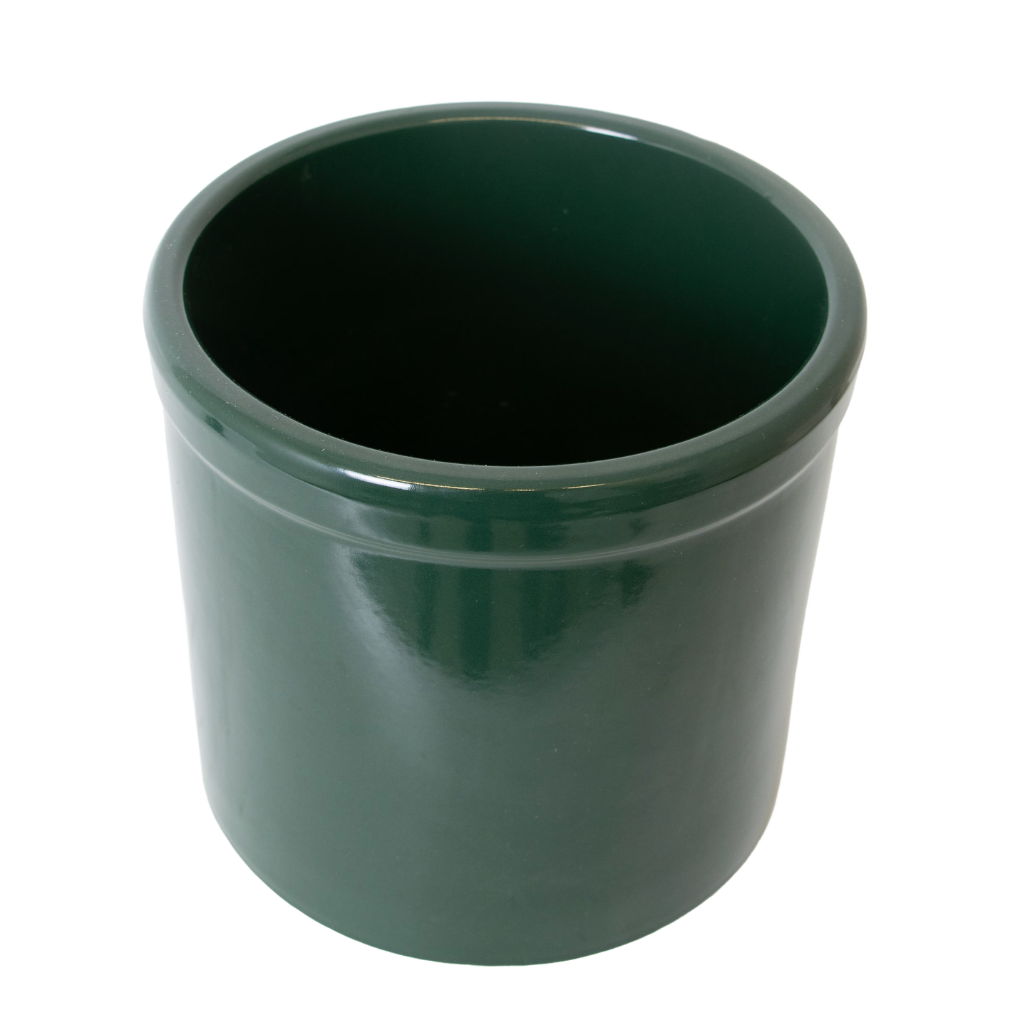 Handcrafted 2-gallon stoneware crock in rich green with a smooth, lead-free, food-safe glaze, ideal for fermenting, pickling, and kitchen use, featured in Kitchen & Food and USA Made collections.