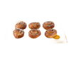 Two commercial-grade non-stick silicone half-size baking mats in orange and green, holding six cinnamon rolls, ideal for Kitchen & Food, Cookware, and Baking Supplies collections.