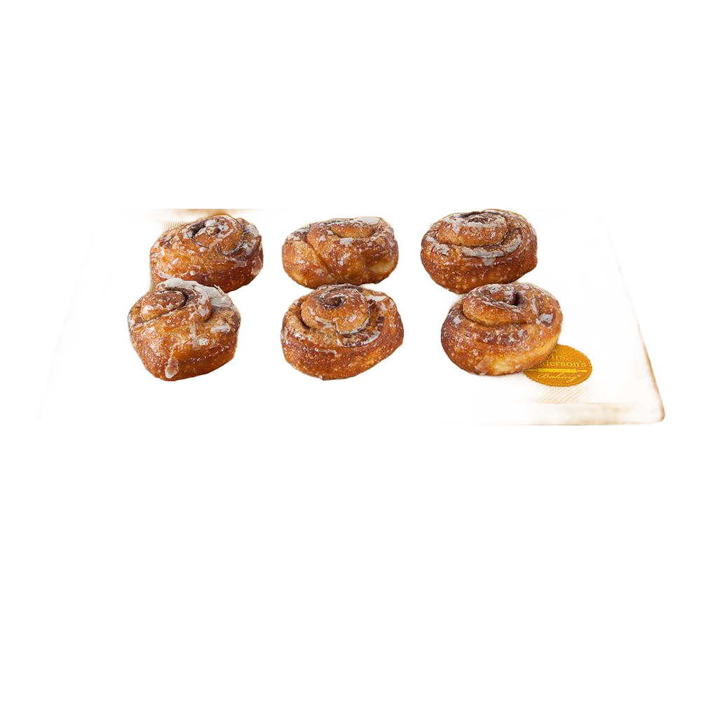 Two commercial-grade non-stick silicone half-size baking mats in orange and green, holding six cinnamon rolls, ideal for Kitchen & Food, Cookware, and Baking Supplies collections.