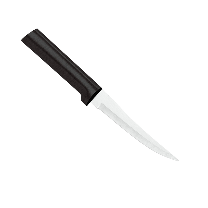 High carbon stainless steel paring knife with a durable black handle, handcrafted in the USA, ideal for precise food prep in kitchen and farm tool collections.