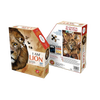 Boxed 300-piece lion-shaped jigsaw puzzle featuring educational lion facts, designed for children and puzzle enthusiasts in Toys, Games, and Best Sellers collections.