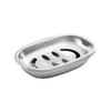 Brushed stainless steel soap dish featuring a removable insert to keep soap dry, designed for kitchen or bathroom use, ideal for Health & Wellness and Home & Decor collections.
