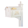 White mailbox with gold accents and personalized monogram and address, featuring a handcrafted design made in USA, part of Home & Decor and Mailboxes and Address Signs collections.