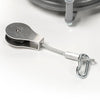 Metal pulley spacer with steel cable and clip, handcrafted in USA, designed to maintain proper clothesline spacing; ideal for laundry and drying accessories collections.