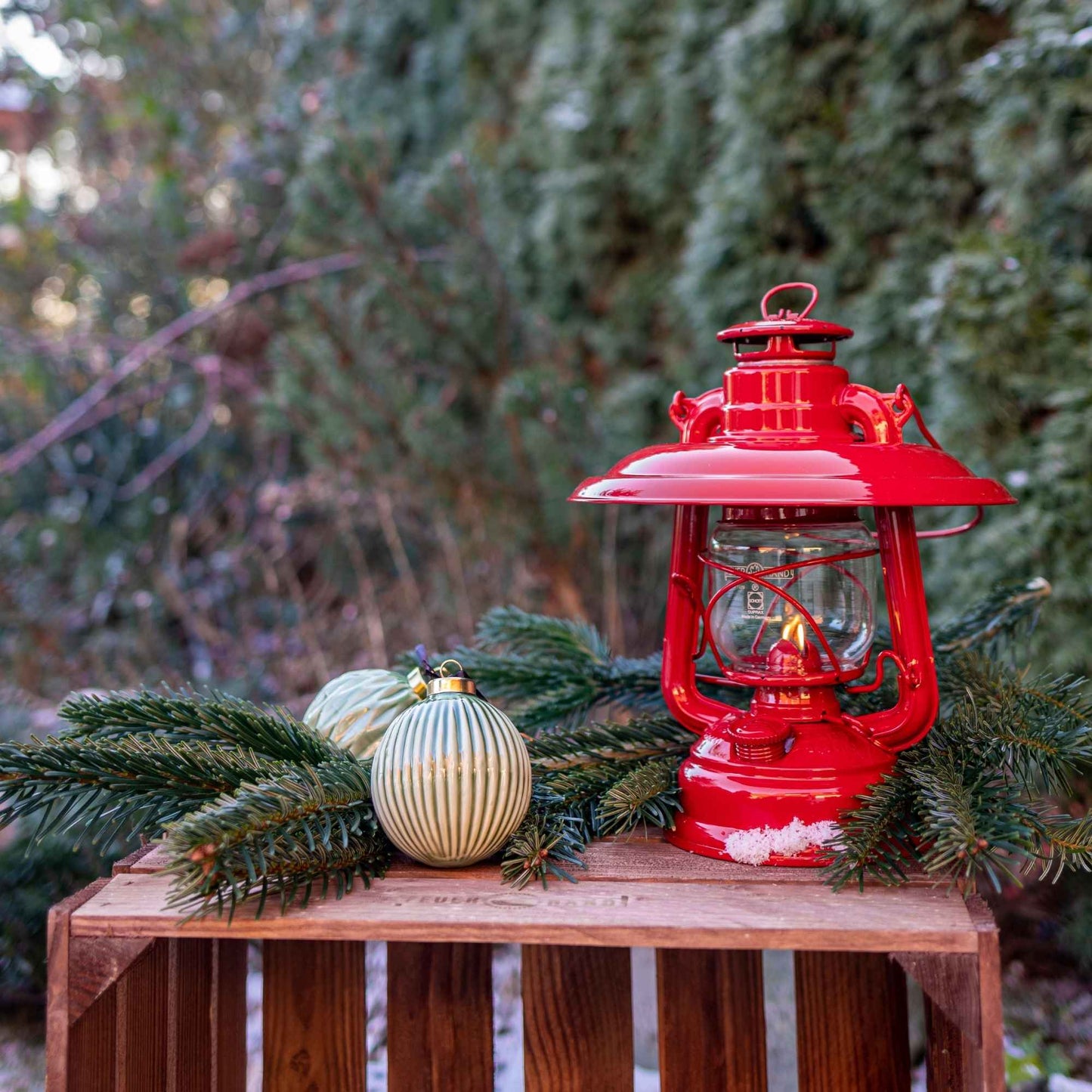 Handcrafted red steel reflector shade for Feuerhand lantern, designed to direct light downward with glare control and glass protection, featured in Lamps & Lighting, Emergency Supplies, Oil Lamps, Best Sellers, and Promo Eligible collections.