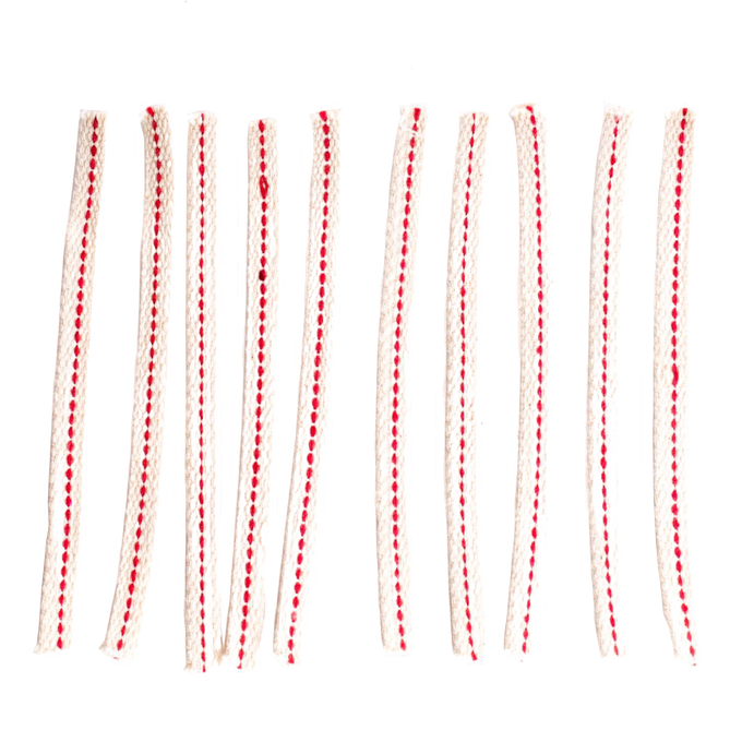Assortment of high-grade cotton flat wicks with red center stitching, designed for clean burning oil lamps, ideal for Farm, Garden & Tool, Lamps & Lighting, and Emergency Supplies collections.
