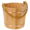 Handcrafted wooden bucket featuring kiln-dried oak slats, burnished copper-colored bands, and a sturdy handmade sisal rope handle, perfect for farm, garden, and USA made collections.