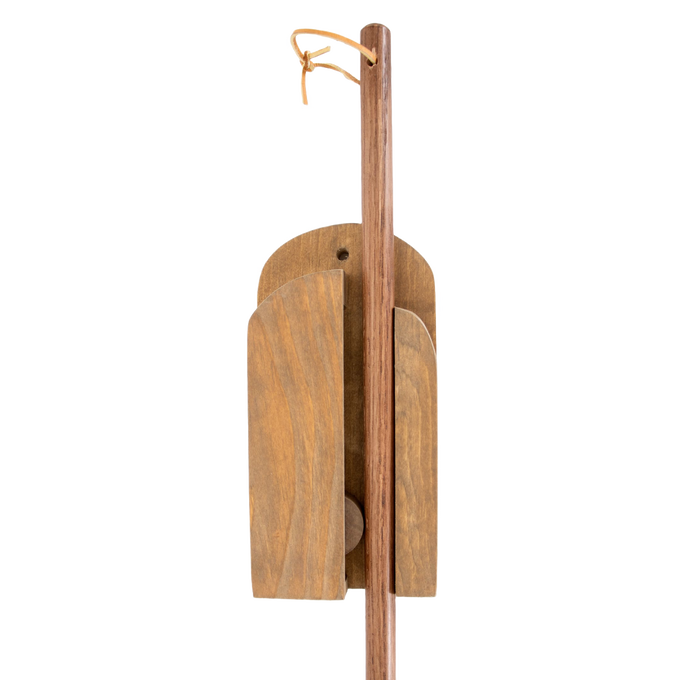 Handcrafted Amish made wooden wall broom holder with sliding ball mechanism for secure broom storage, featured in Home & Decor, Household Helpers, USA Made, and Best Sellers collections.
