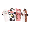Set of four soft, brightly patterned farm animal hand puppets with washable fabrics, designed for imaginative play in Toys, Books & Games, Children's Toys, Dolls and Doll Accessories, Indoor Play, Best Sellers, and Promo Eligible collections.