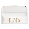 Handcrafted white wall mount mailbox featuring gold house numbers, designed to enhance curb appeal with personalized charm, made in USA, ideal for Home & Decor and Household Helpers.