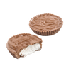 Two creamy milk chocolate cups, one whole and one bitten to reveal whipped marshmallow filling, gluten-free and made in USA, featured in Kitchen & Food, Candy, USA Made, Best Sellers, and Promo Eligible collections.
