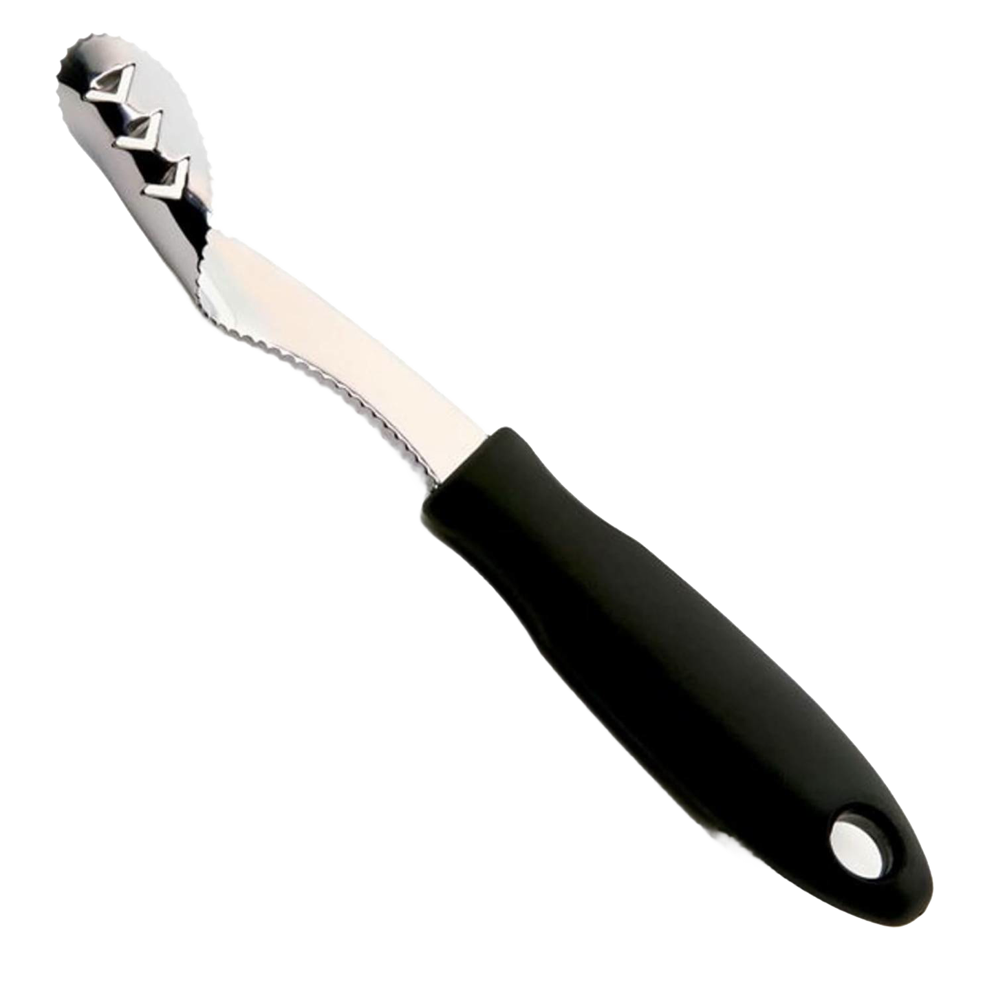 Sharp-edged corer with serrated teeth and black ergonomic handle designed for efficient jalapeno and pepper deseeding, part of Farm, Garden & Tool, Kitchen Gadgets, and Best Sellers collections.