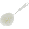 White dish foam brush with round durable foam head and ergonomic handle, designed for gentle cleaning of glassware and kitchenware, handcrafted in USA, featured in Household Cleaning and Home & Decor collections.
