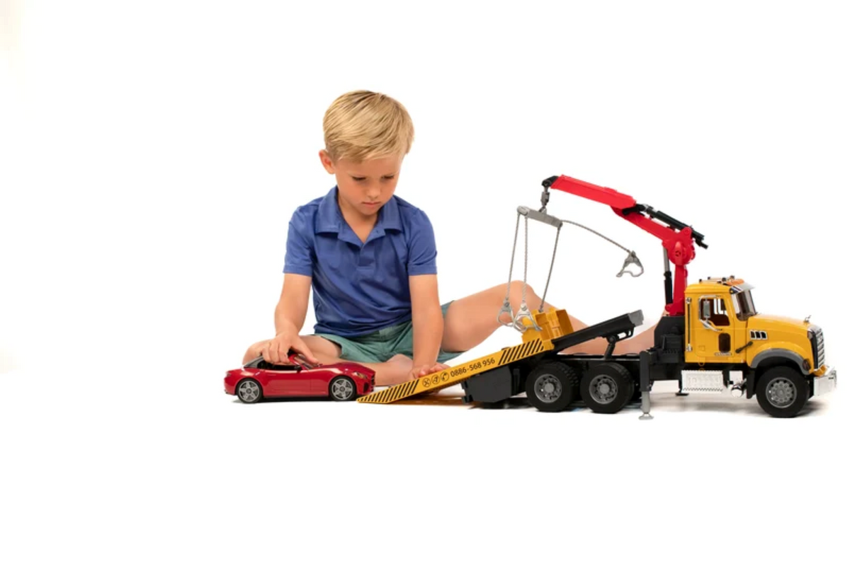 Bruder Toys MACK Granite Tow Truck with Roadster
