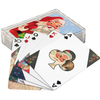 Handcrafted vintage-style playing cards featuring charming Santa Claus artwork, displayed with a festive clear plastic case, ideal for Home & Decor, Holiday Decor, Best Sellers, and Promo Eligible collections.