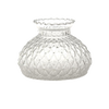 Clear glass lamp shade with diamond quilt pattern and scalloped top edge, suitable for lamps and lighting, parts and accessories, and lamp shades collections.