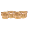 Set of four handcrafted half bushel baskets made of raw poplar wood strips with metal wire handles, perfect for Farm, Garden & Tool, Garden Accessories, USA Made, Best Sellers, and Promo Eligible collections.