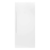 Tall white upright freezer with a single door and vertical handle, Amish made in the USA, designed for efficient gas-powered freezing, ideal for appliances and refrigerators collections.