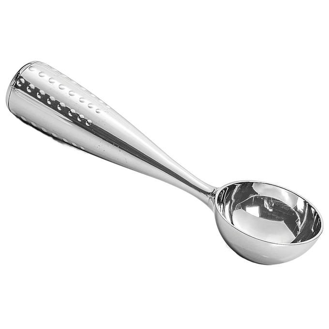 Chrome-plated die-cast zinc alloy ice cream scoop with a solid, comfortable grip and vintage design, perfect for Kitchen & Food and Specialty Equipment collections.