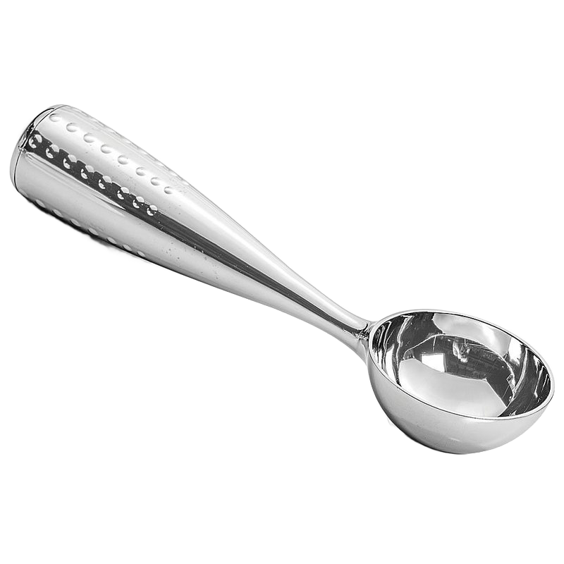 Chrome-plated die-cast zinc alloy ice cream scoop with a solid, comfortable grip and vintage design, perfect for Kitchen & Food and Specialty Equipment collections.