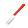 Handheld stainless steel butter tool with rows of small holes and a red ergonomic handle, designed for softening and shaping butter, ideal for Kitchen & Food and Food Prep collections.