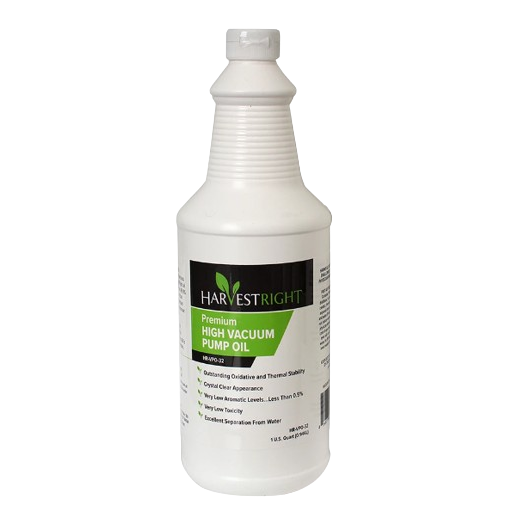 White plastic bottle of high vacuum pump oil with green and black label, featuring clear appearance and low toxicity, ideal for Kitchen & Food, Food Preservation, Drying, and Best Sellers collections.